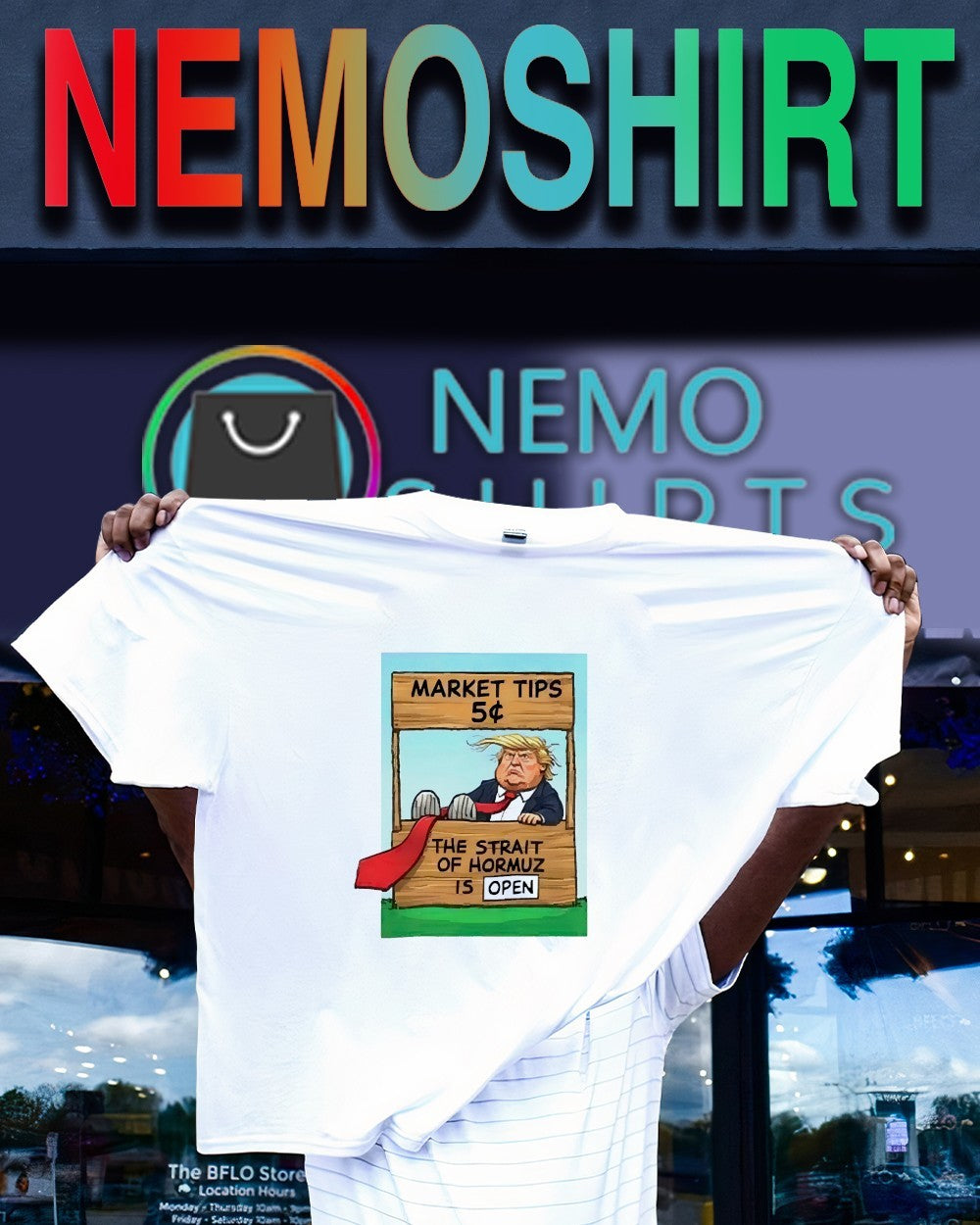 Market tips 5 cent the strait of Hormuz is open Trump shirt