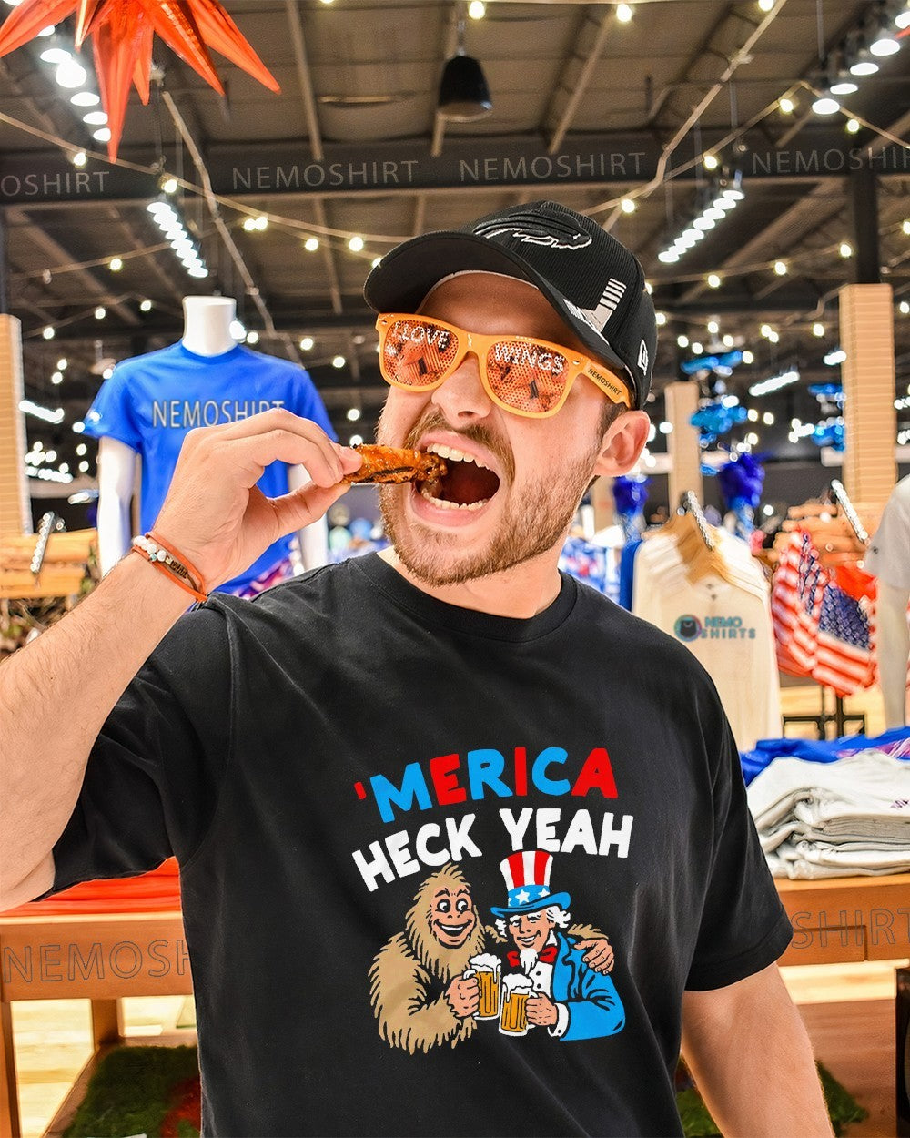 Merica heck yeah Bigfoot and Uncle Sam shirt