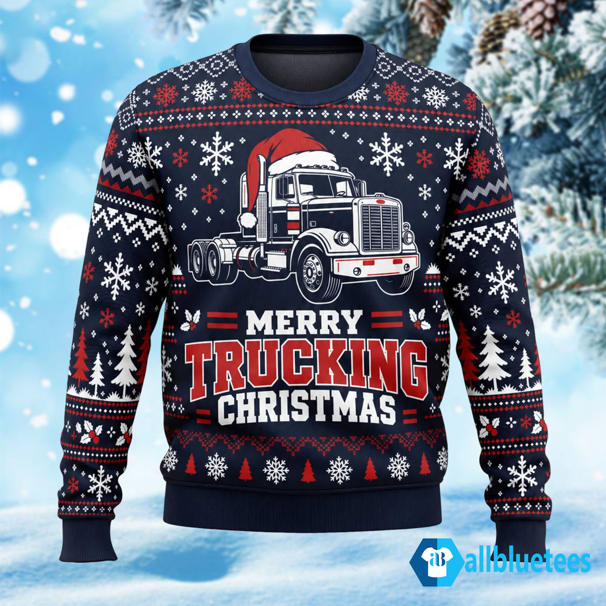 Merry Trucking Christmas Ugly Christmas Sweater