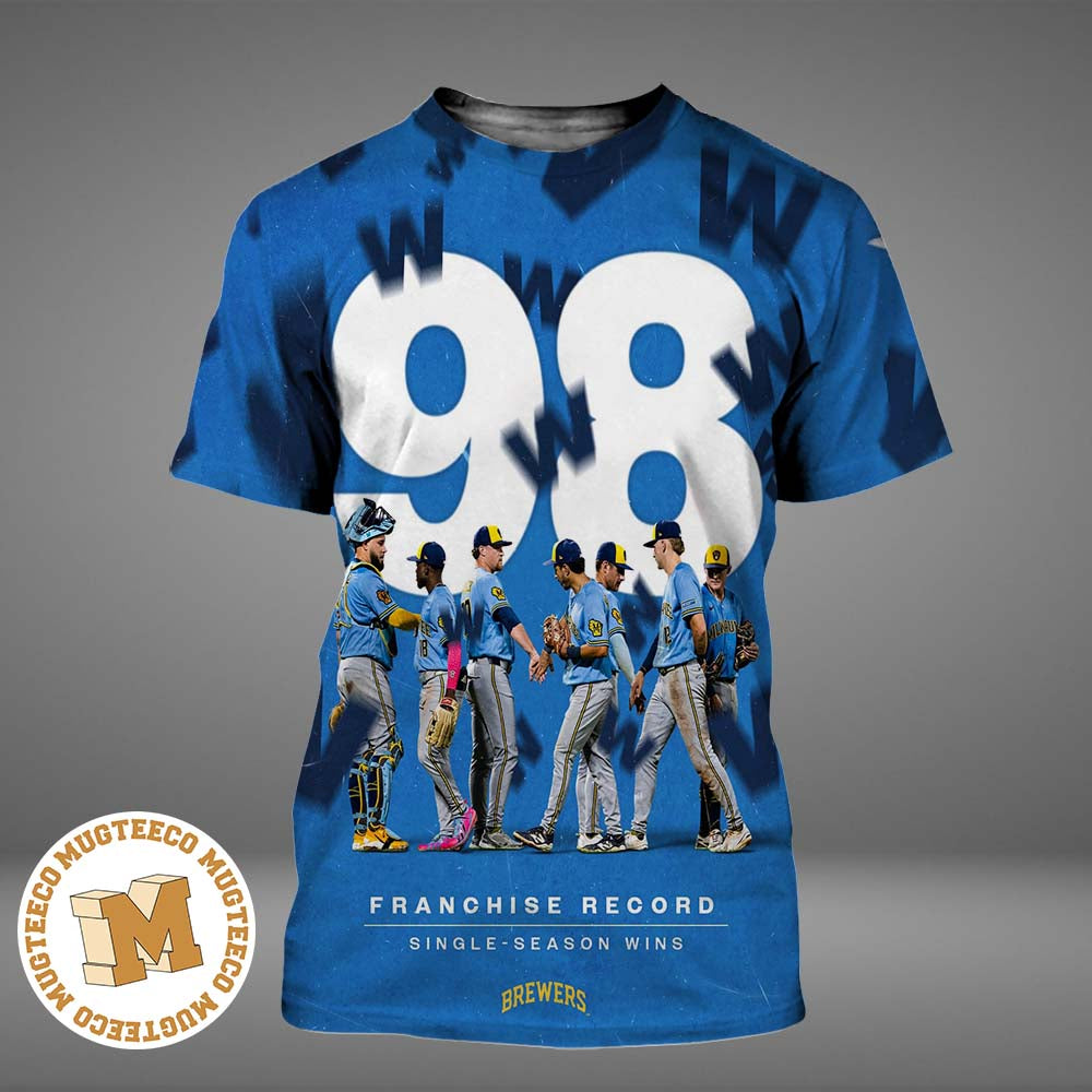 Milwaukee Brewers 98 Franchise Record Single Season Wins Baseball All Over Print Shirt