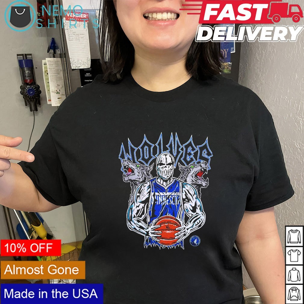Minnesota Timberwolves skeletal figure holding basketball shirt
