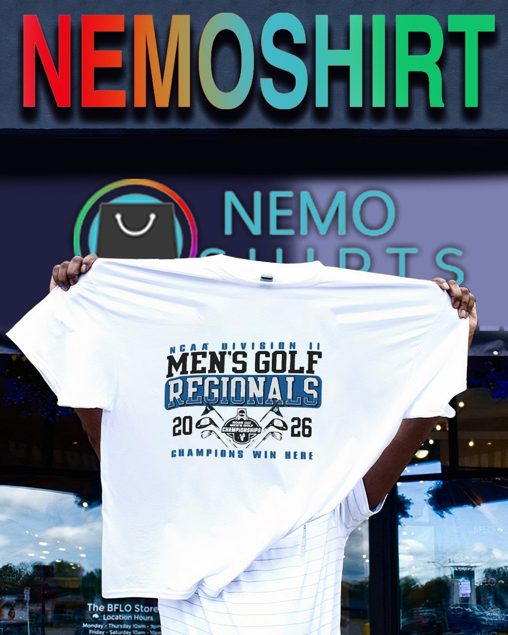 NCAA Division II champions win here men’s golf regionals 2026 shirt