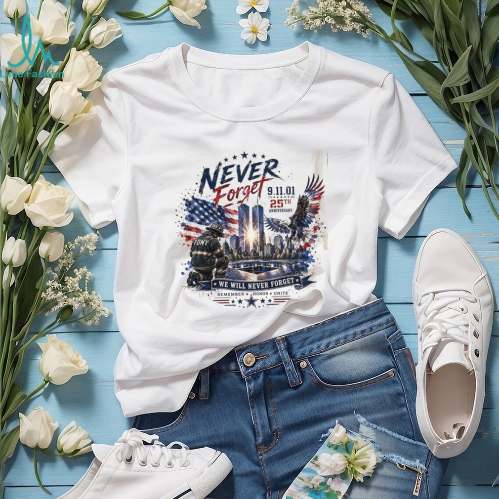 Never Forget 9 11 25th Anniversary FDNY Memorial Eagle Shirt