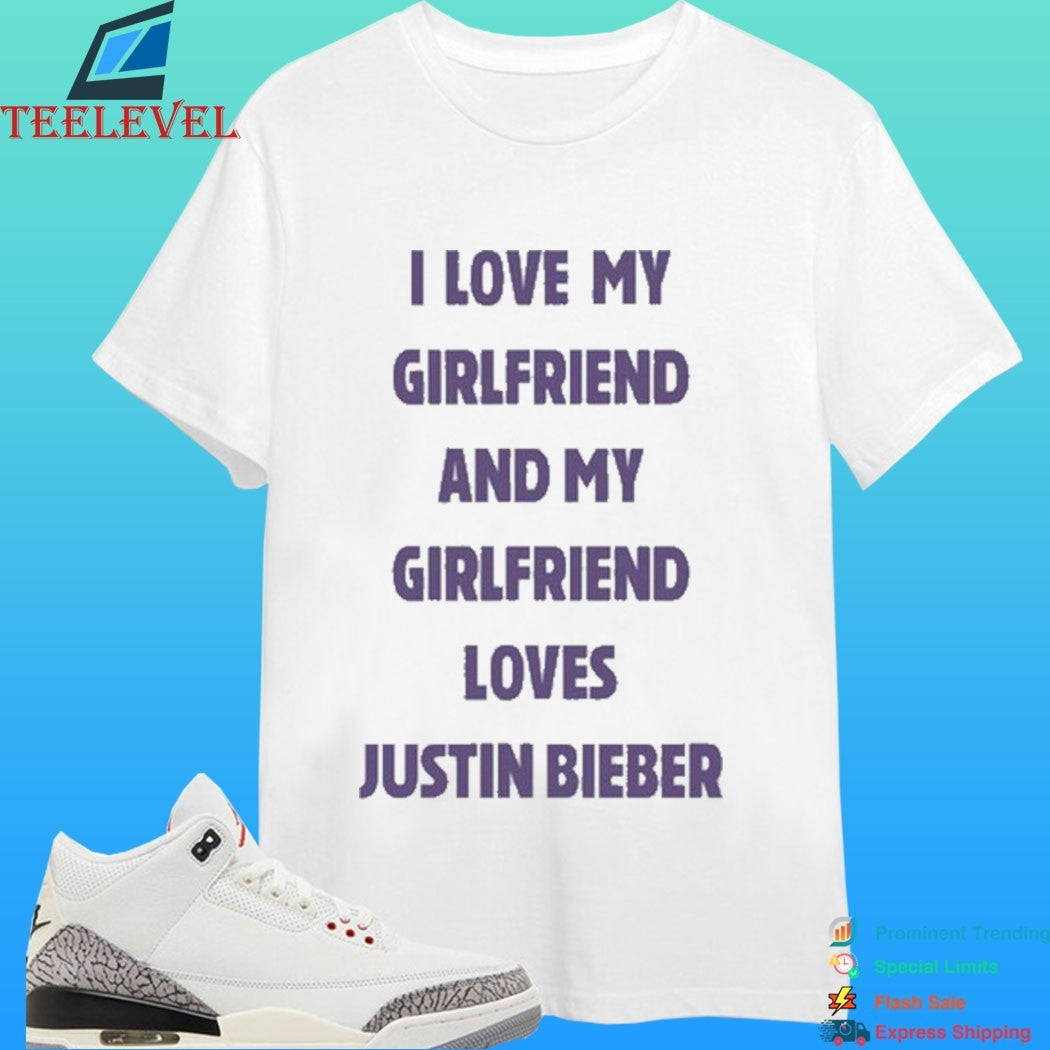 Nick Vamvo Wearing I Love My Girlfriend And My Girlfriend Loves Justin Bieber Shirt