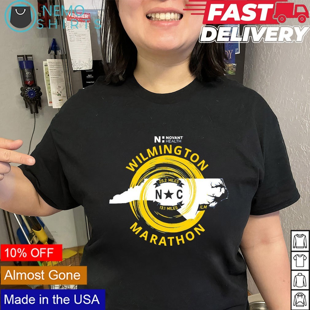 Novant Health Wilmington Marathon 26.2 miles 13.1 miles shirt