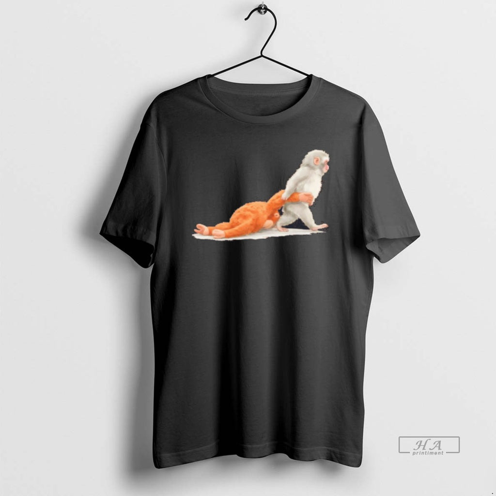 Official Baby Monkey Holding Plush Toy Animal Lover Tee