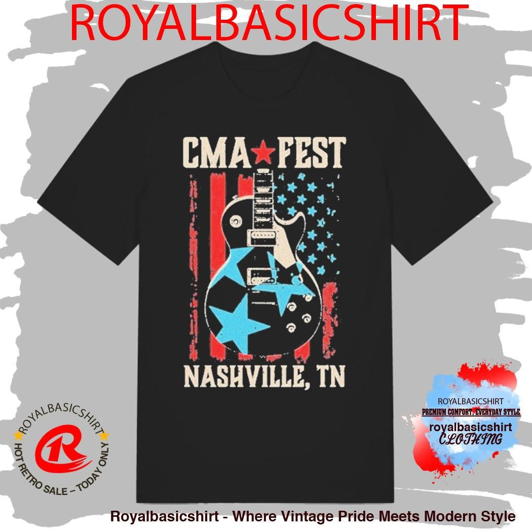 CMA Fest Nashville TN Guitar American Flag Shirt