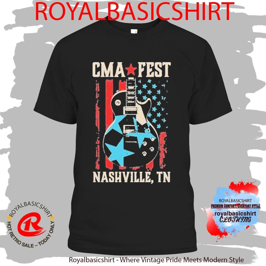 CMA Fest Nashville TN Guitar American Flag Shirt