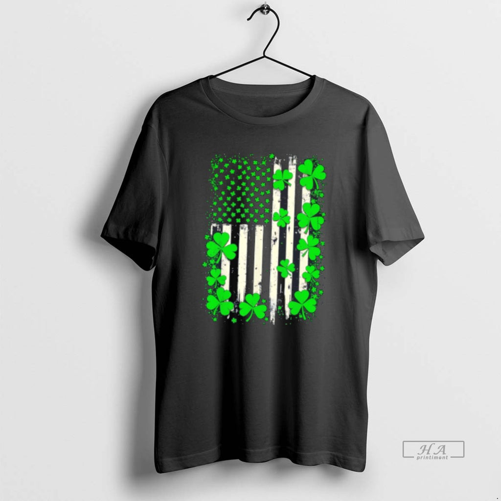 Official Irish American Shamrocks Flag St Patricks Day Tee