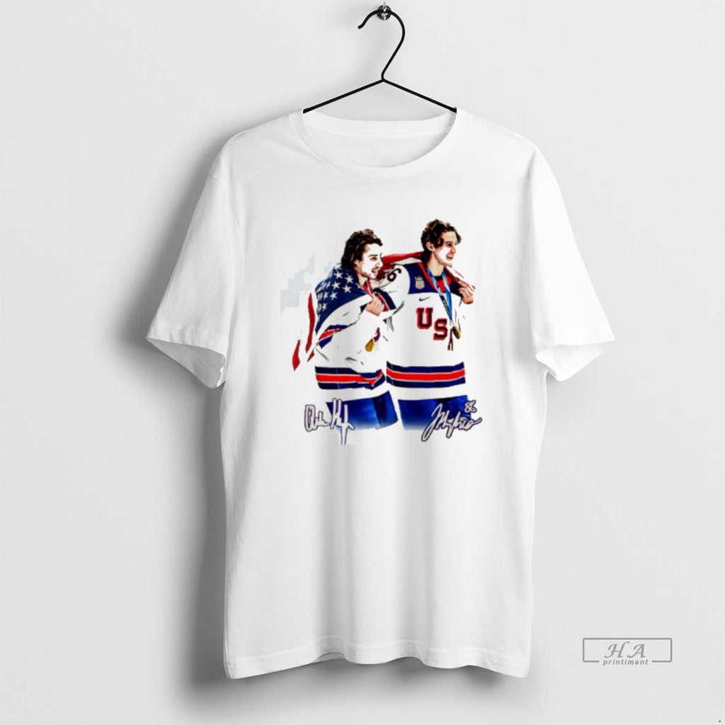 Official Jack Quinn Hughes Brotherhood Usa Hockey Champions 2026 Signature Tee