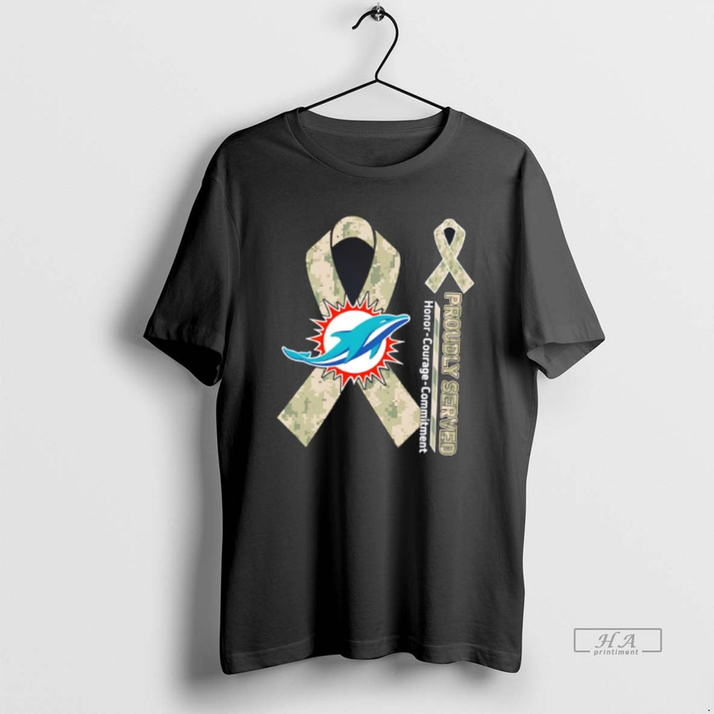 Official Miami Dolphins Proudly Served Honor Courage Commitment Tee