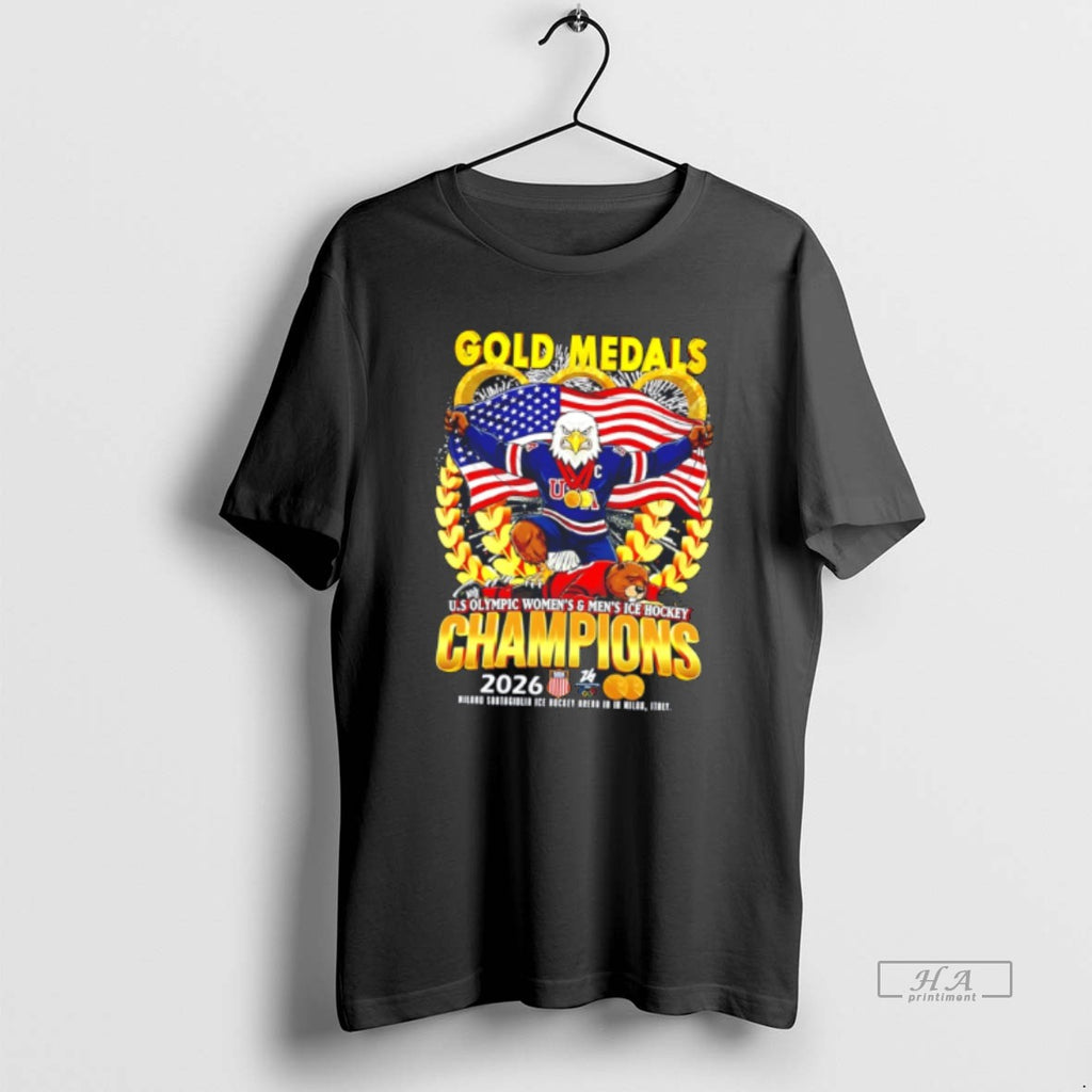 Official Olympic Ice Womens And Mens Hockey Champions 2026 Usa Tee