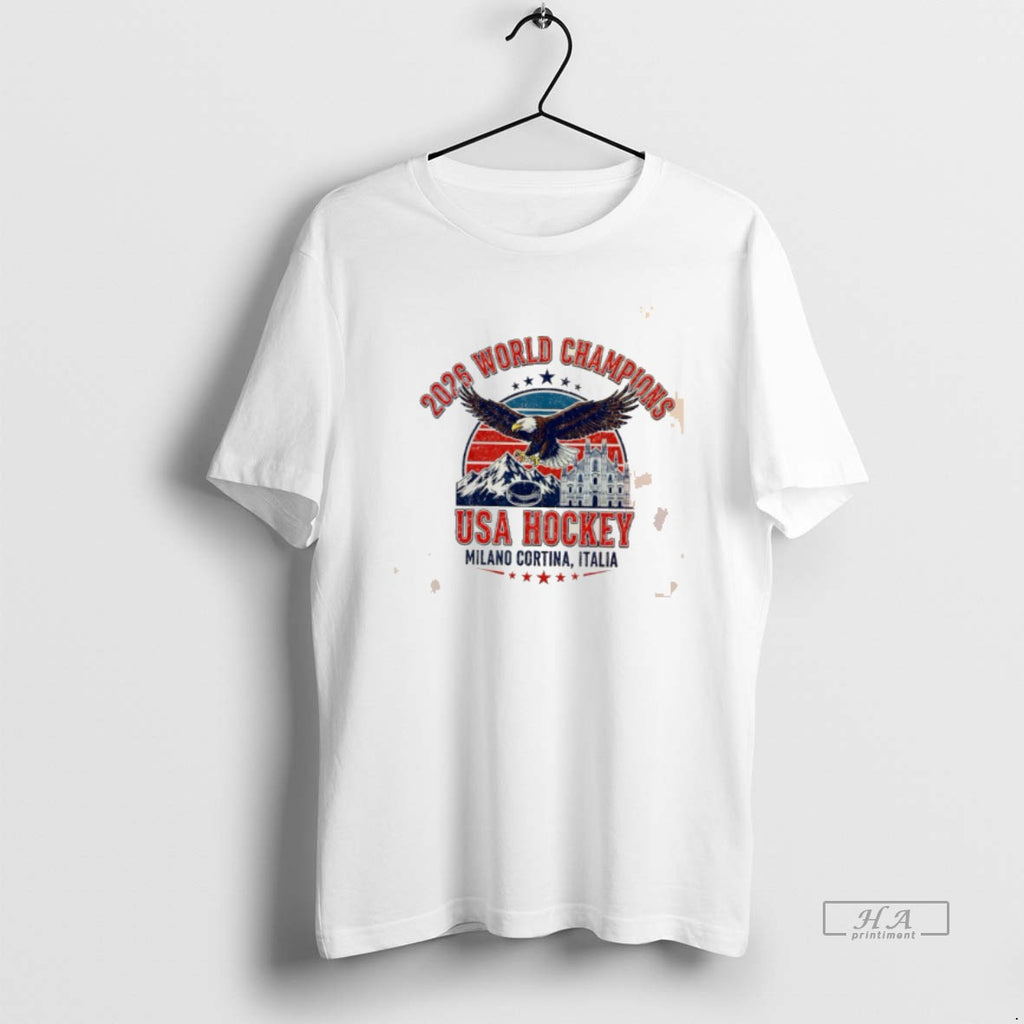 Official Usa Hockey World Champions Milano 2026 Vintage Tee