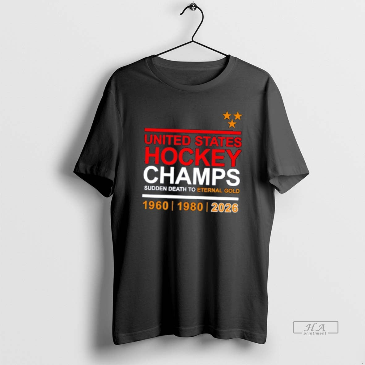 Official United States Hockey Champs Sudden Death To Eternal Gold 3 Time Tee