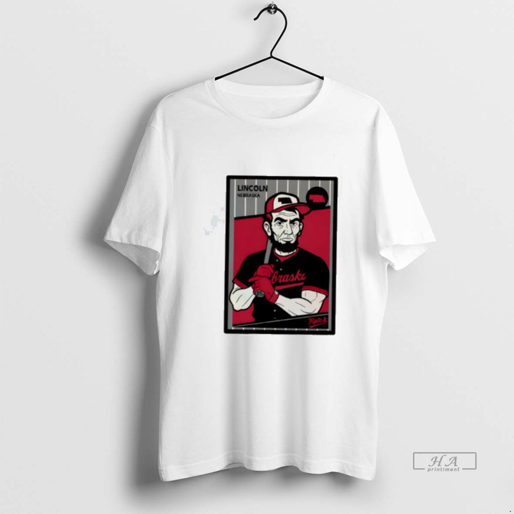 Official Xnhhhxpe Abraham Lincoln Nebraska Cornhuskers Basketball Card Tee