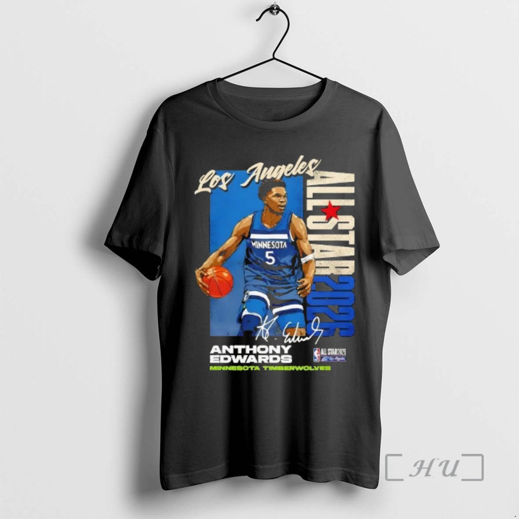 Officials Anthony Edwards Minnesota Timberwolves 2026 Nba All Star Vertical Signature Premium T Shirts Sweater