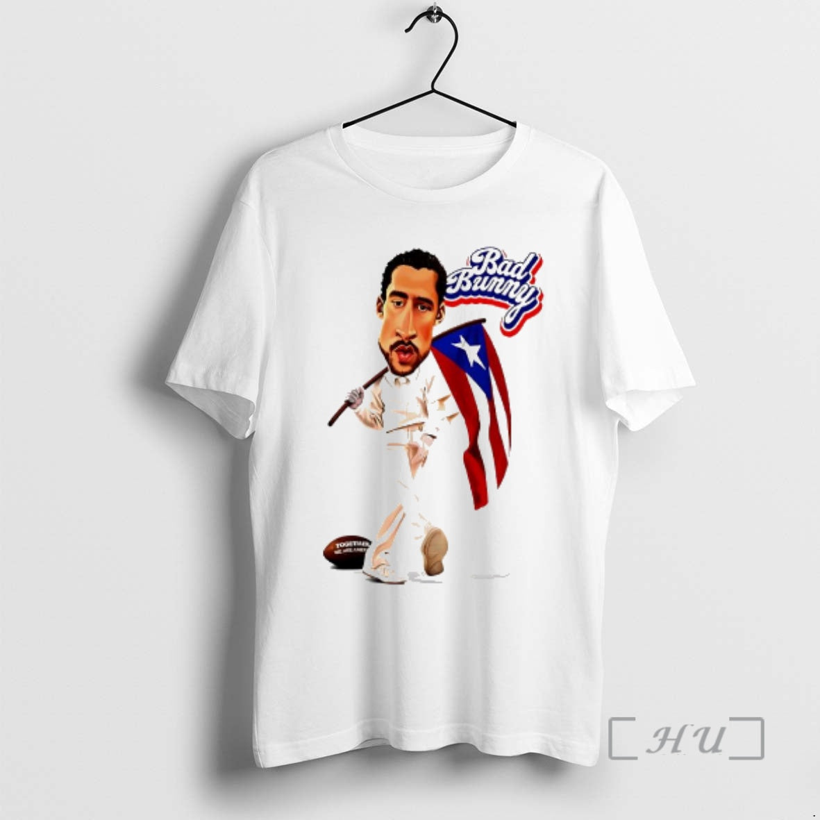 Officials Bad Bunny Caricature Holding Puerto Rico Flag Sports