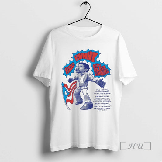 Officials Bad Bunny God Bless America Numerous Countries In The Americas Premium T Shirts Sweater