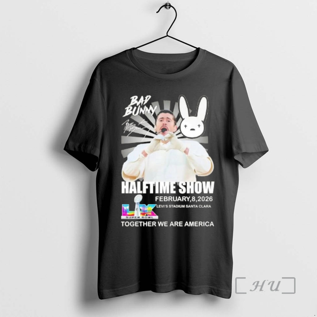 Officials Bad Bunny Halftime Show February 8 2026 Levis Stadium Santa Clara Premium T Shirts