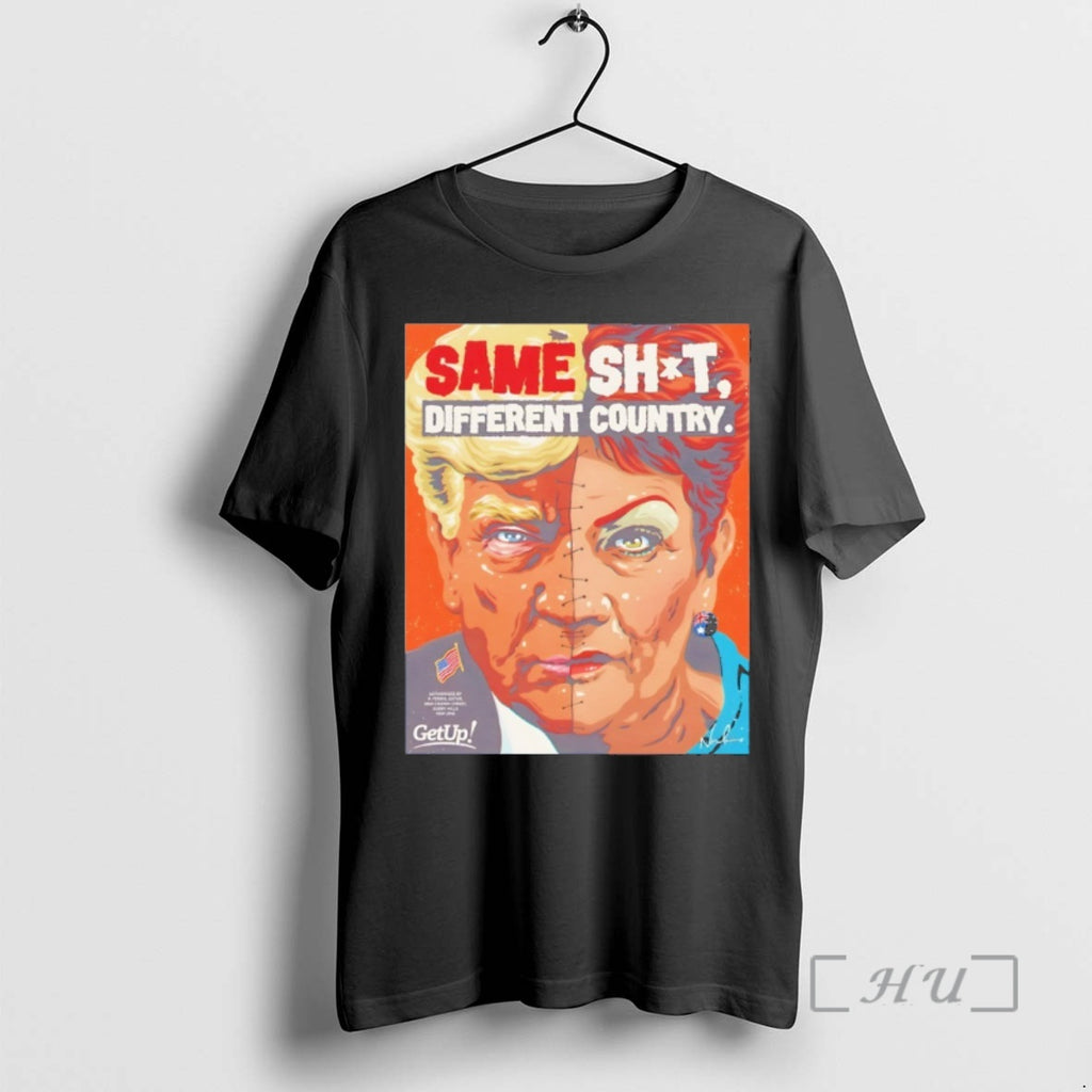 Officials Donald Trump X Pauline Hanson Same Shit Different Country American Flag Premium T Shirts