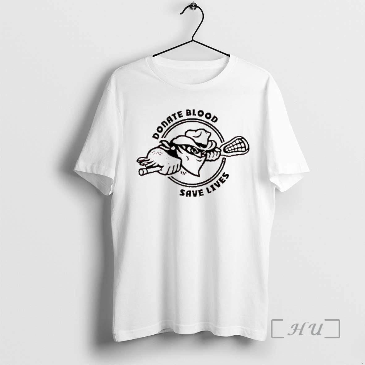 Officials Donate Blood Save Lives Cowboy Masked Character Holding Lacrosse Stick Premium T Shirts Sweater