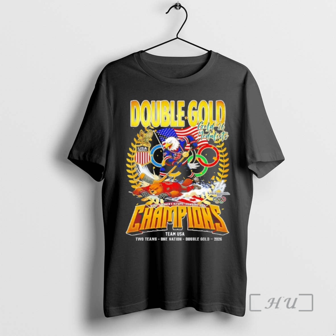 Officials Double Gold 2026 Medalists Champions Team Usa Two Team One Nation Premium T Shirts
