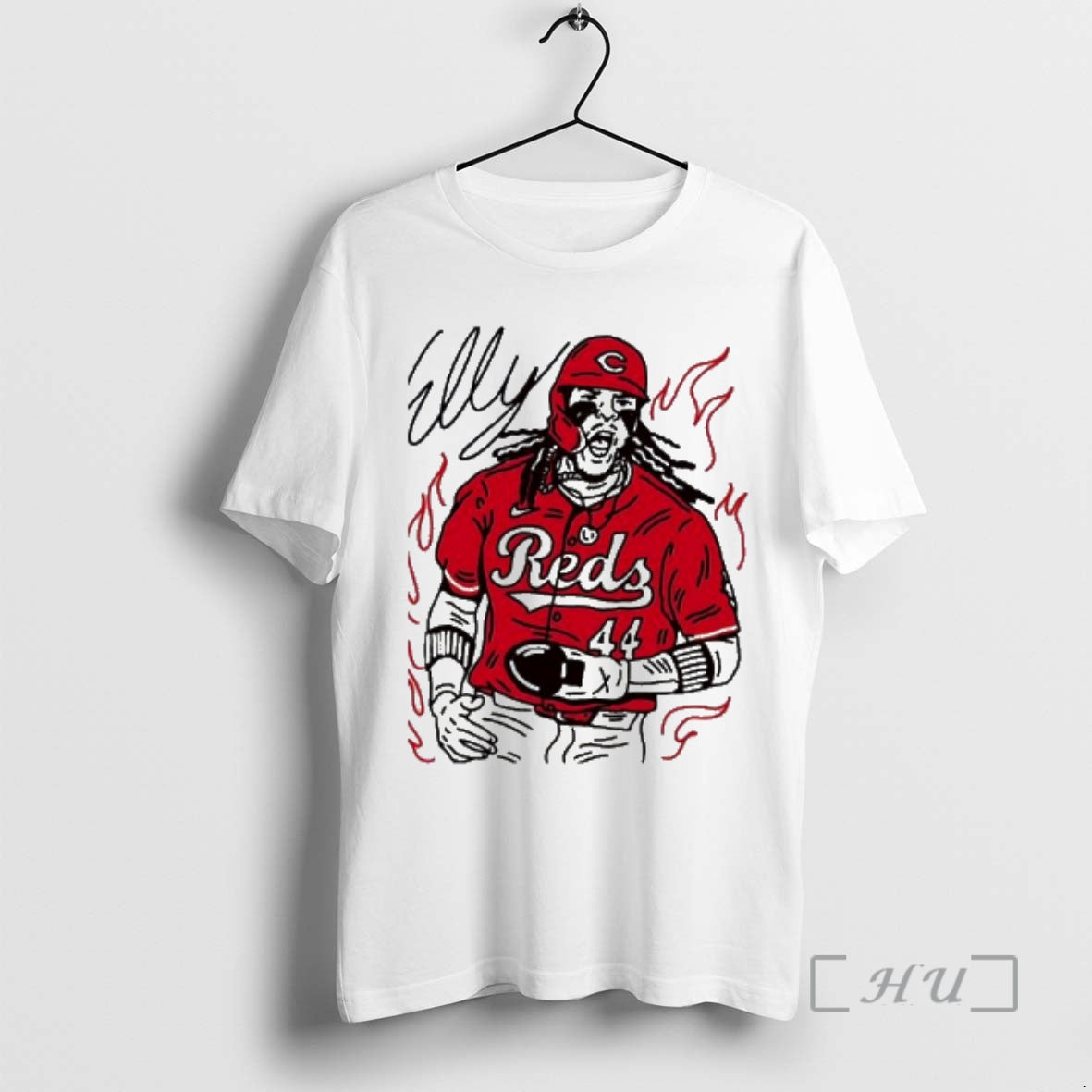 Officials Elly Reds 44 Baseball Player Action Illustration Graphic