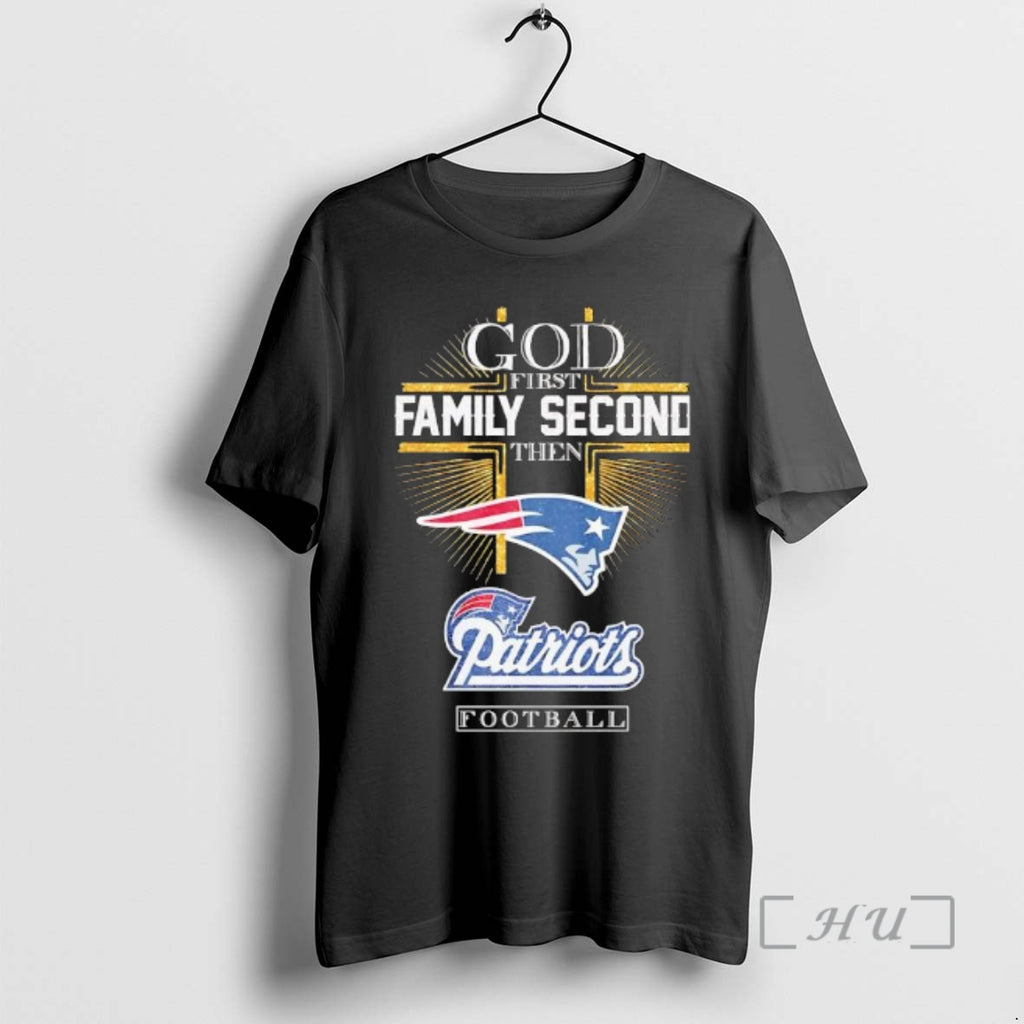 Officials God First Family Second Then Patriots Football Flying Elvis Logo Premium T Shirts Sweater