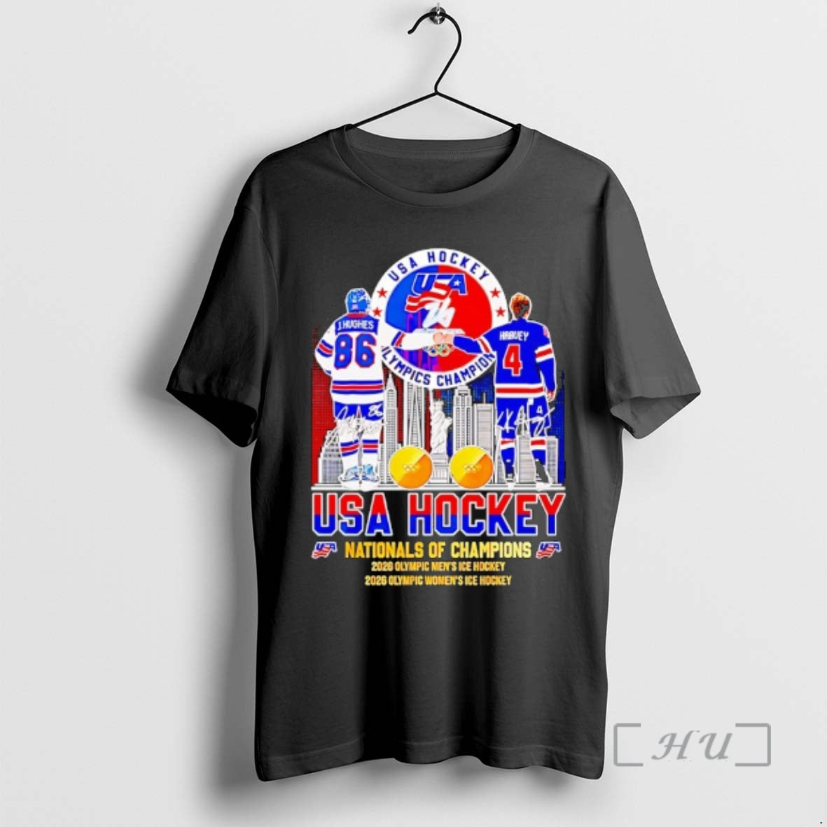 Officials Golden Glory Team Usa Hockey 2026 National Champions City Skyline Premium T Shirts Sweater