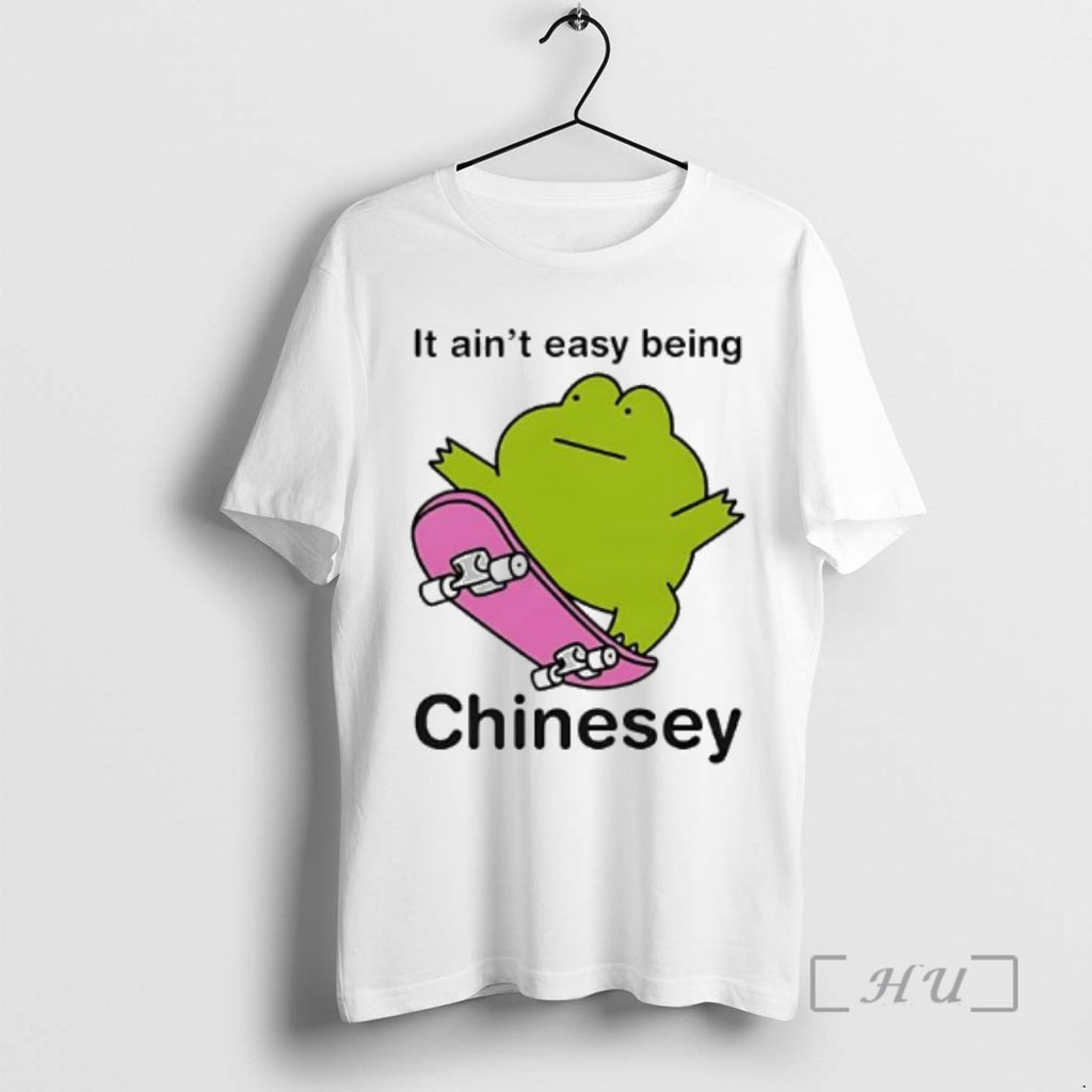 Officials It Aint Easy Being Chinesey Frog On A Skateboard Kawaii Graphic Premium T Shirts