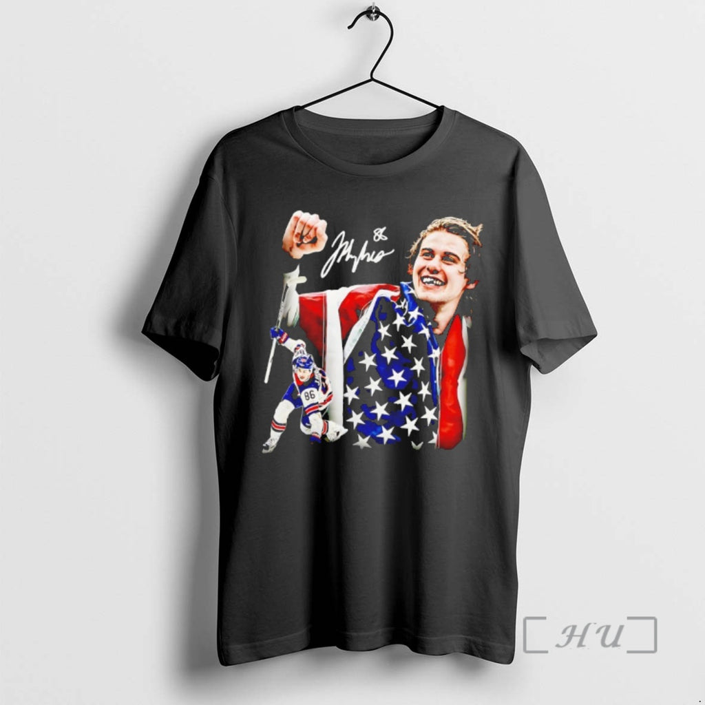 Officials Jack Hughes Team Usa Hockey Gold Medal Olympics 2026 Signature Premium T Shirts Sweater