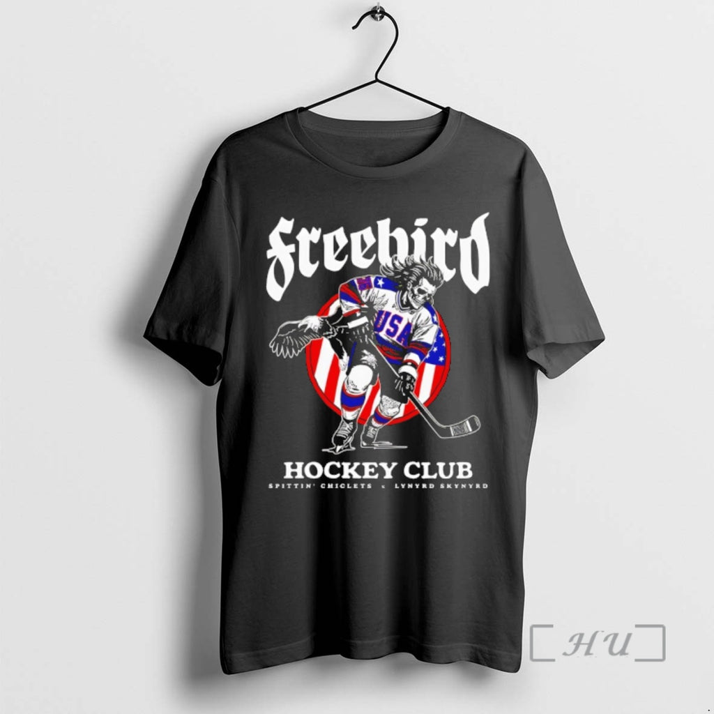 Officials Jack Hughes Skeleton Free Bird Usa Hockey Club Olympic 2026 Vintage Premium T Shirts