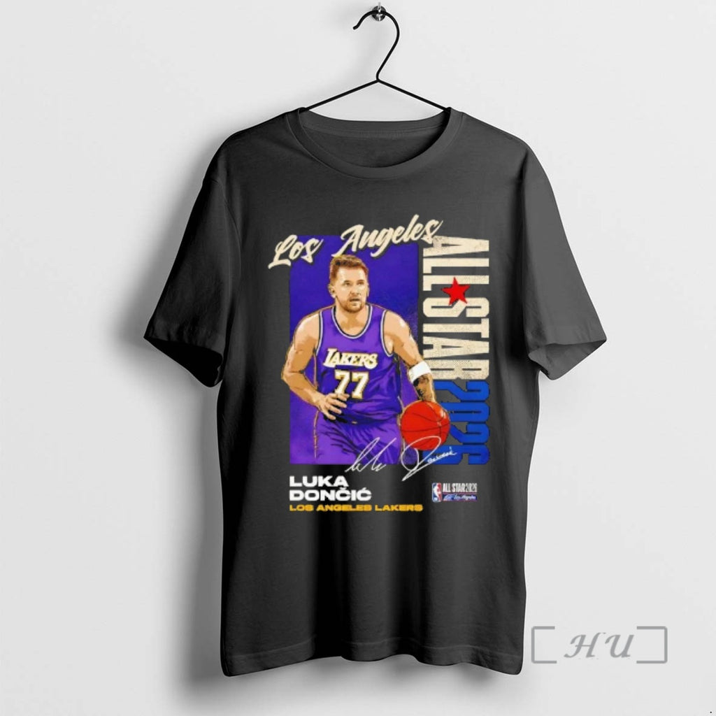 Officials Luka Doncic Los Angeles Lakers 2026 Nba All Star Vertical Signature Premium T Shirts