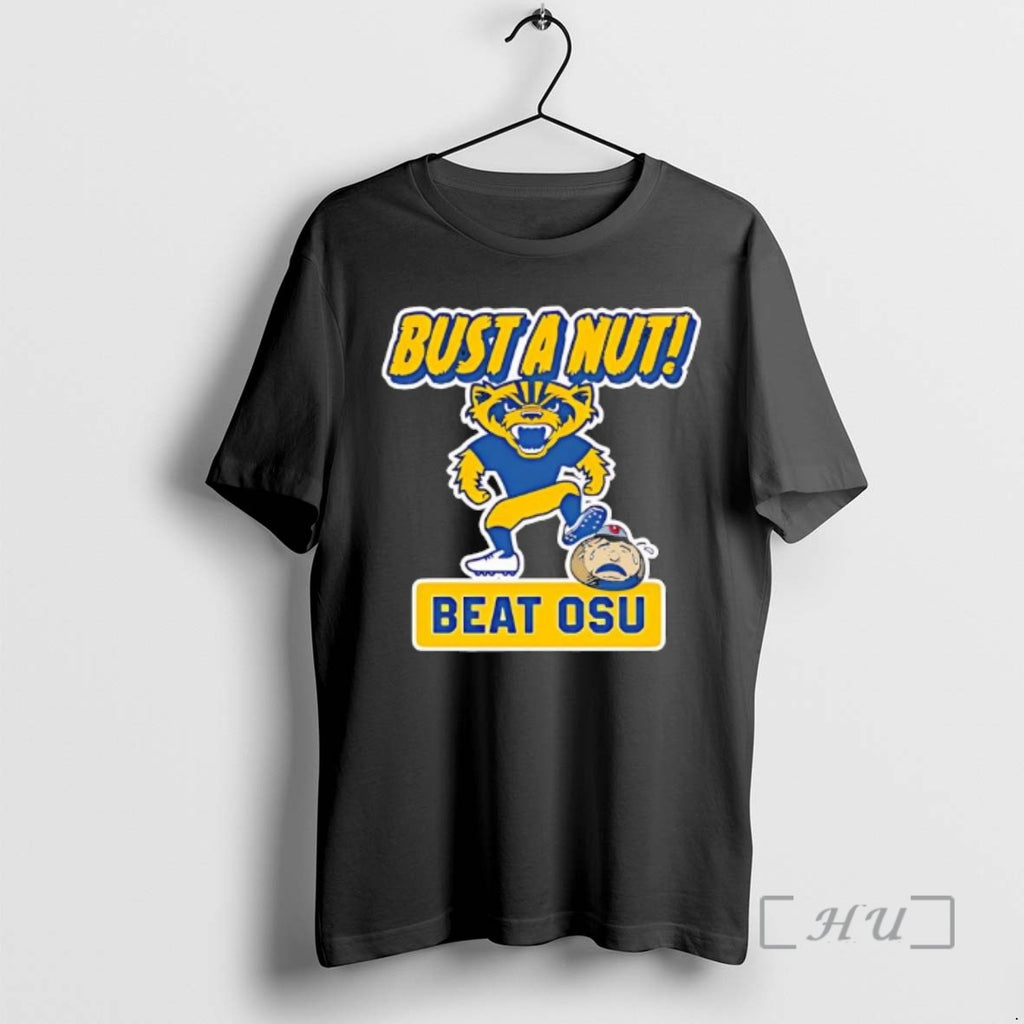 Officials Michigan Wolverine Mascot Bust A Nut Beat Osu Ohio State Premium T Shirts Sweater