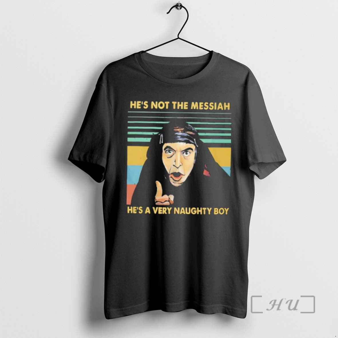Officials Monty Python Life Of Brian Hes A Very Naughty Boy Retro Premium T Shirts