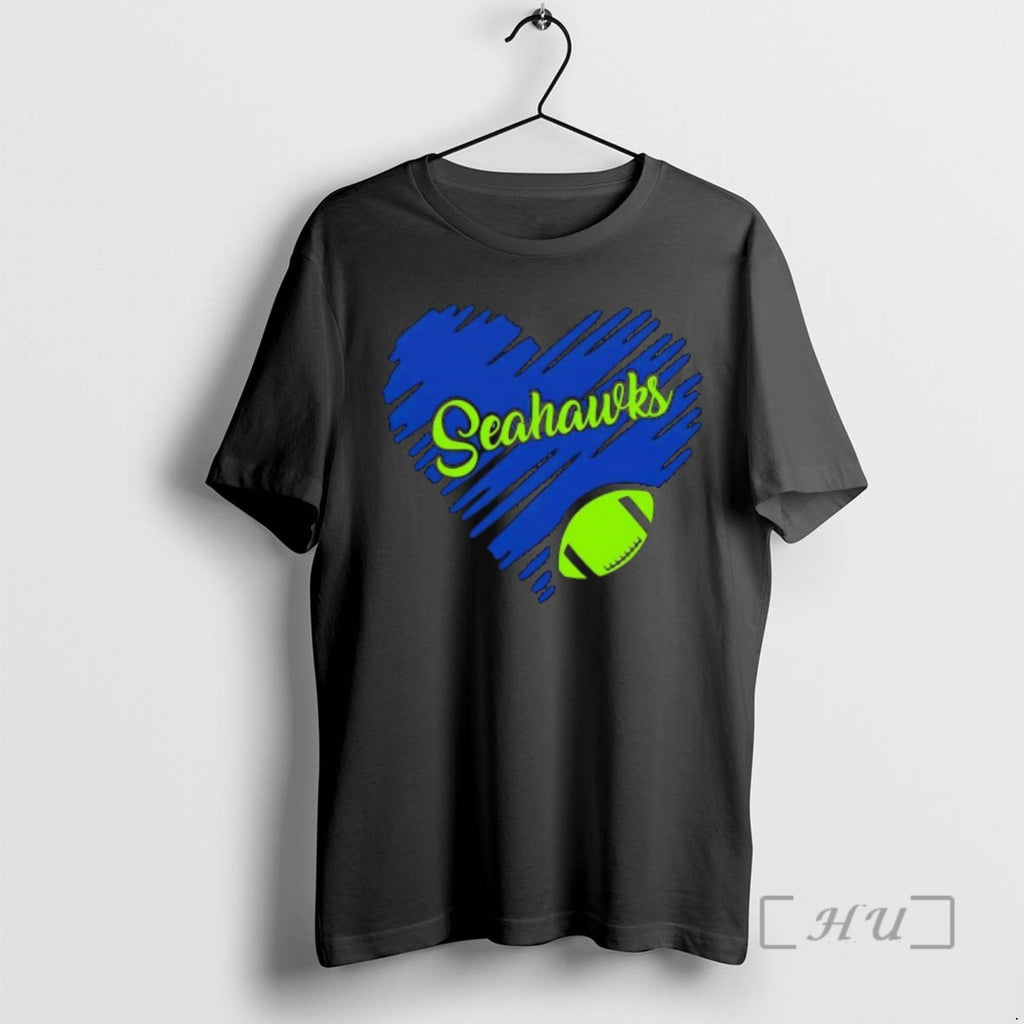 Officials Navy Blue Heart Shape Seahawks Script Text Green Football