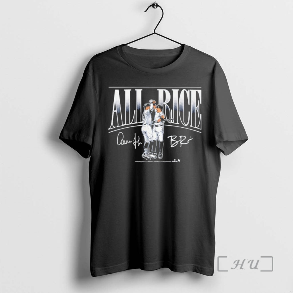 Officials New York Yankees Aaron Judge And Ben Rice All Rice Signature Premium T Shirts