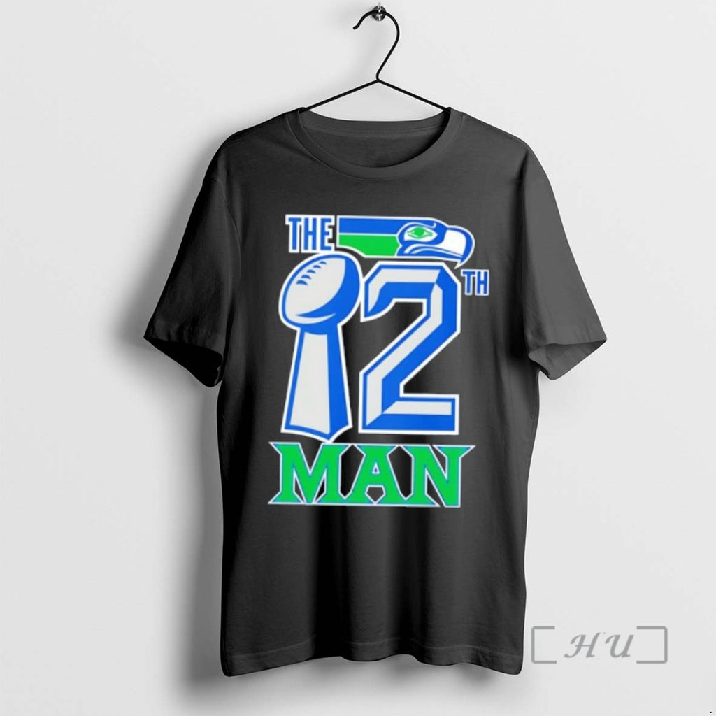 Officials Nice The 12th Man Seattle Football Trophy And Mascot Logo Premium T Shirts Sweater