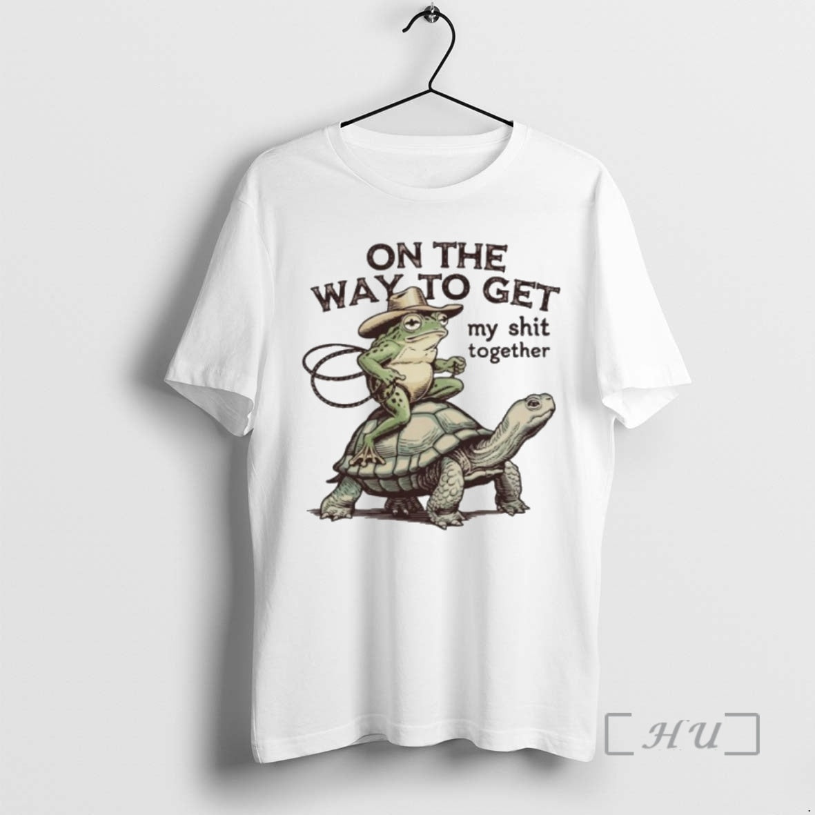 Officials On The Way To Get My Shit Togther Cowboy Frog Turtle Premium T Shirts