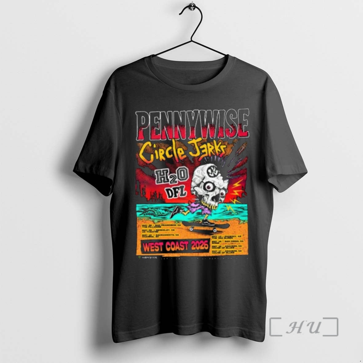 Officials Pennywise X Circle Jerks West Coast 2026 Venue Schedule Tour Dates Premium T Shirts