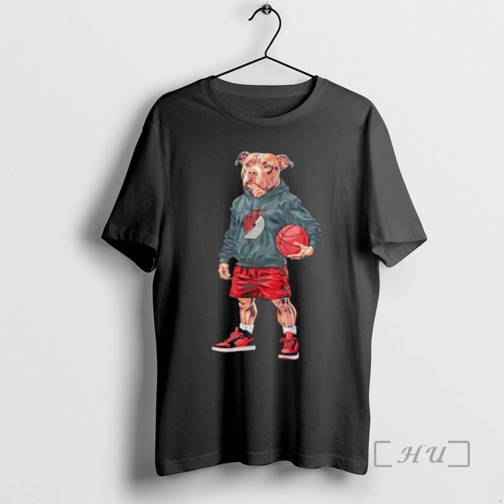 Officials Portland Trail Blazers Pitbull Dog Basketball Mascot Graphic
