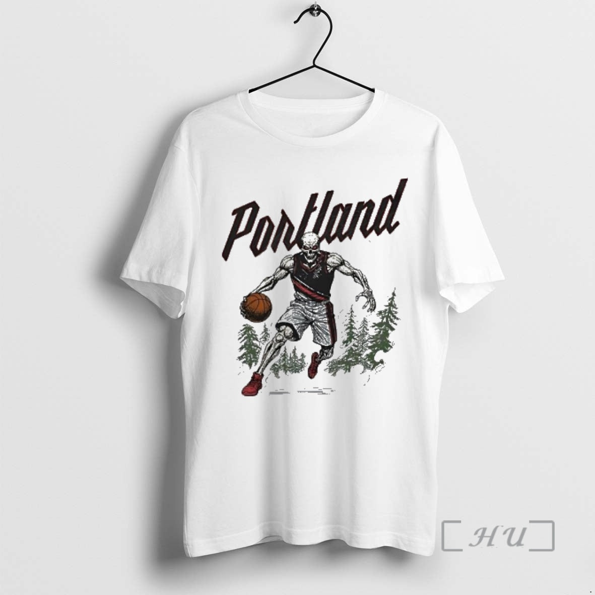 Officials Portland Skeleton Basketball Player Dribbling In The Pine Forest