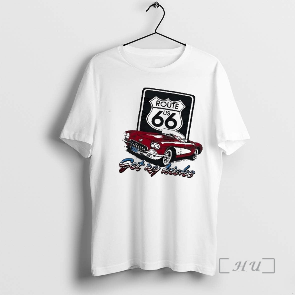 Officials Route Us 66 Classic Red Corvette Got My Kicks Car Premium T Shirts Sweater