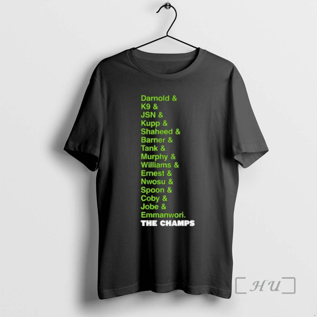 Officials Seattle Football Darnold K9 Jsn Kupp Shaheed Barner The Champs List Premium T Shirts