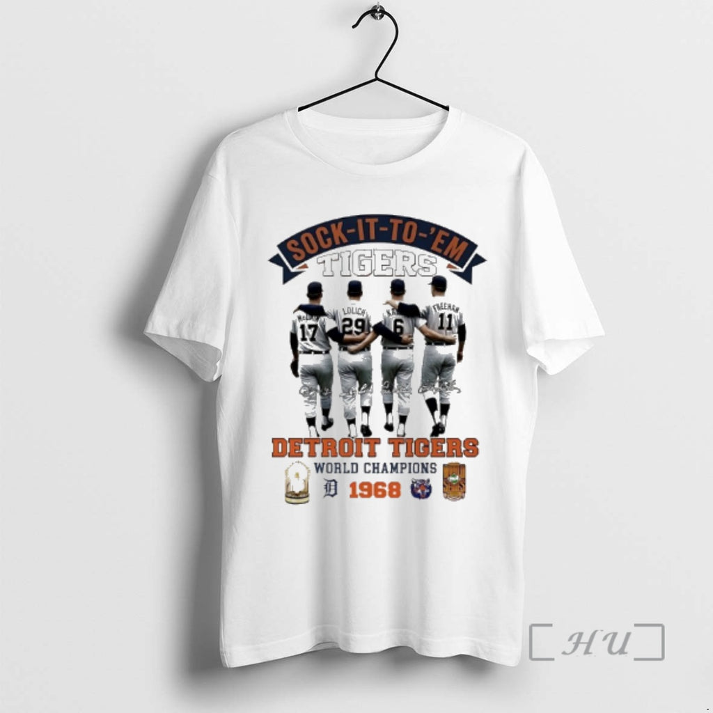 Officials Sock It To Em Detroit Tigers World Champions 1968 Signatures Premium T Shirts Sweater