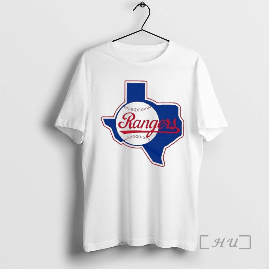 Officials Texas Rangers Baseball Blue State Outline Script Logo