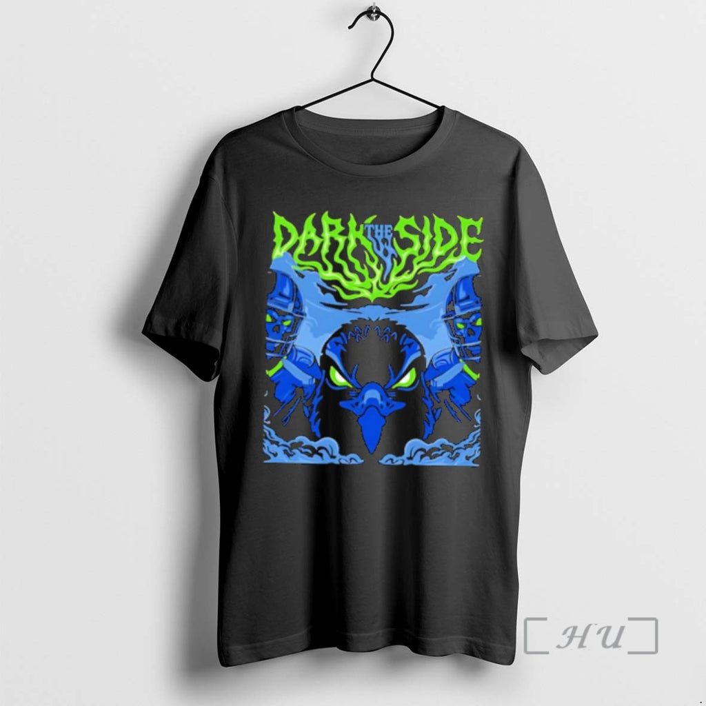 Officials Top The Dark Side Neon Green Text Evil Hawk Skulls Premium T Shirts Sweater