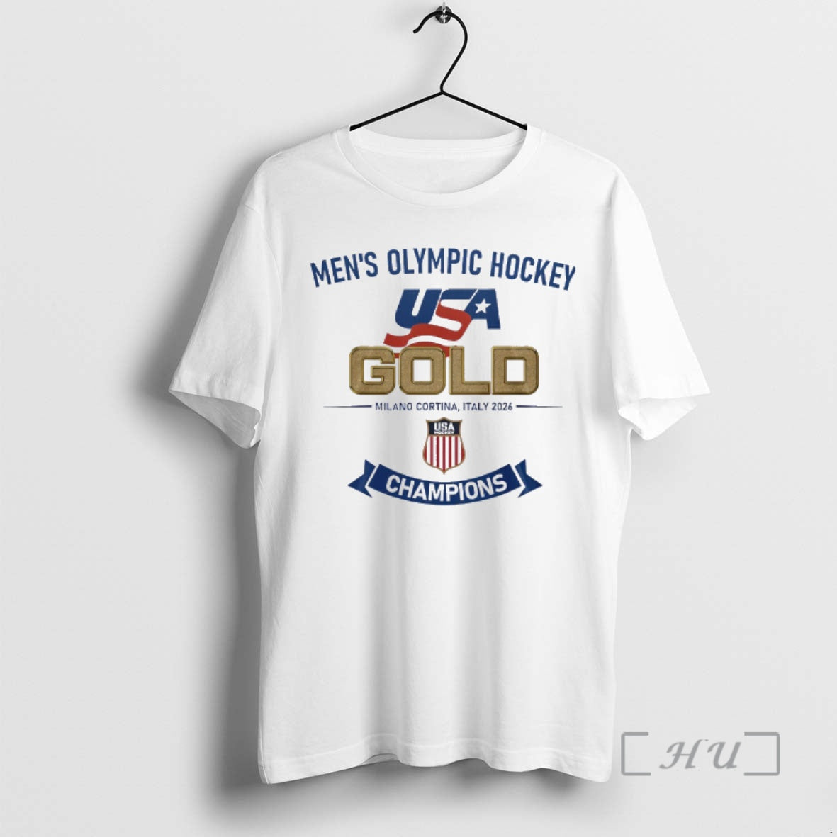 Officials Usa Hockey Mens Olympic Hockey Gold Milano Cortina Italy 2026 Champions Premium T Shirts
