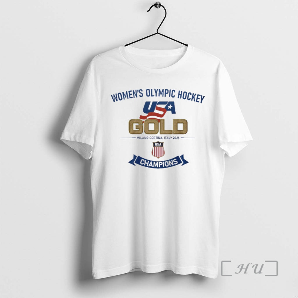 Officials Usa Hockey Womens Olympic Hockey Gold Milano Cortina Italy 2026 Champions Premium T Shirts