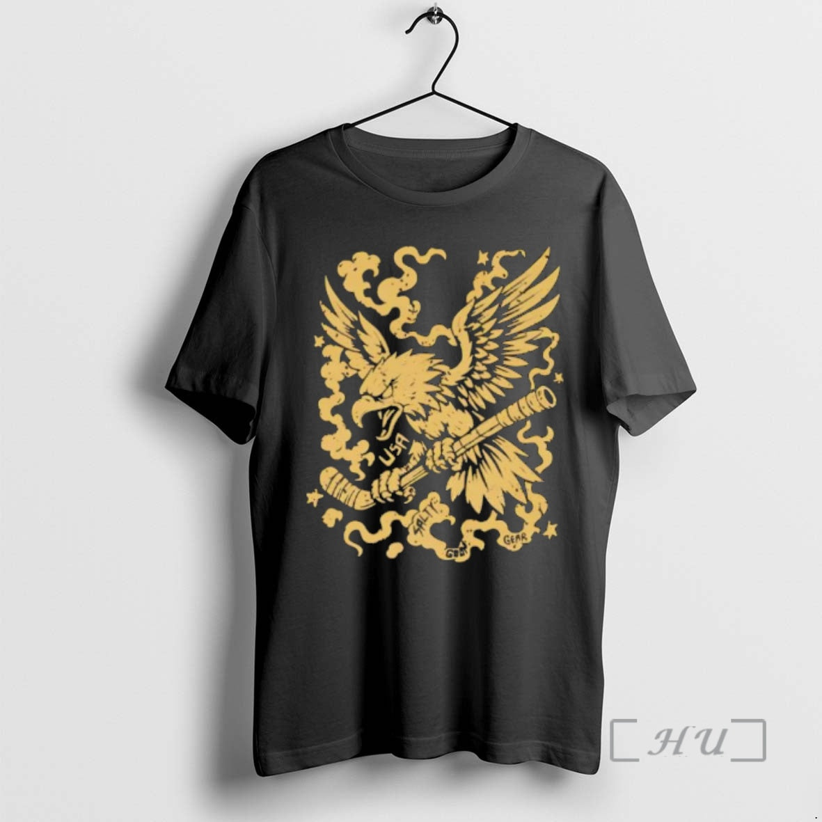 Officials Usa Salty Goon Gear Fierce Eagle Holding Ice Hockey Stick Premium T Shirts Sweater